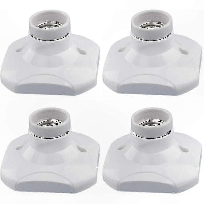 E27 LED Bulb Socket with White Ring, 4-Pack Wall Mount Adapter for Lighting Fixtures