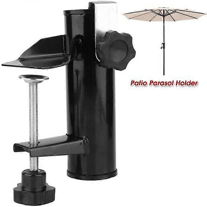Square Balcony Railing Parasol Holder Pole Size 19-38mm Steel Umbrella Stand Height 15.5cm Black