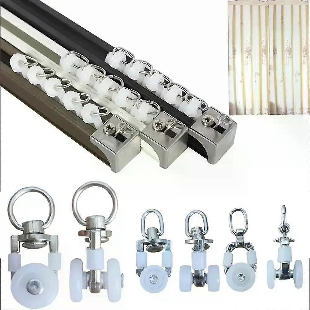 Curtain Track Roller Ceiling Pulley Gliders Silent Hooks Curtains Metal Wheels Rail Rollers Mount Sliding Pulleys Rails