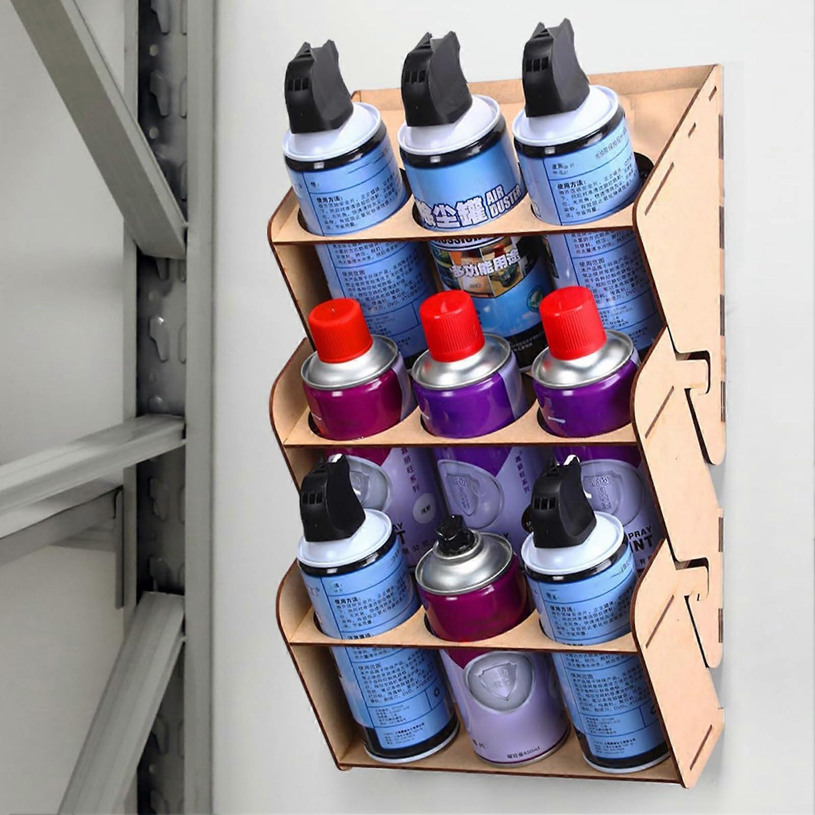 Paint Rack Organizer Wall Mounted, Heavy-Duty Spray Paint Holder for Aerosol Can Storage, Multi-Size Paint Bottle Racks