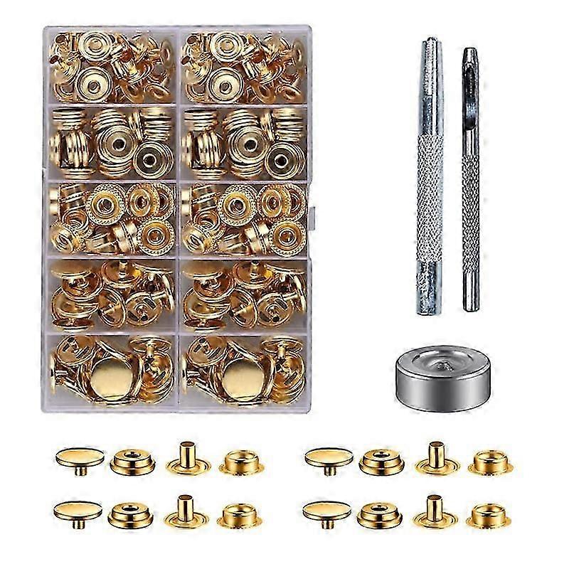 50 Set Leather Snap Fasteners Kit 15mm Metal Button Snaps Press Studs With 3setter Tools Leather Snaps For Clothes Jackets