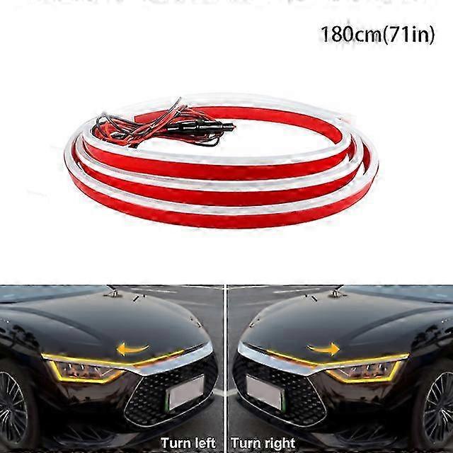 Car Hood Light Strip Dynamic Daytime Running Light Start Scan Water...