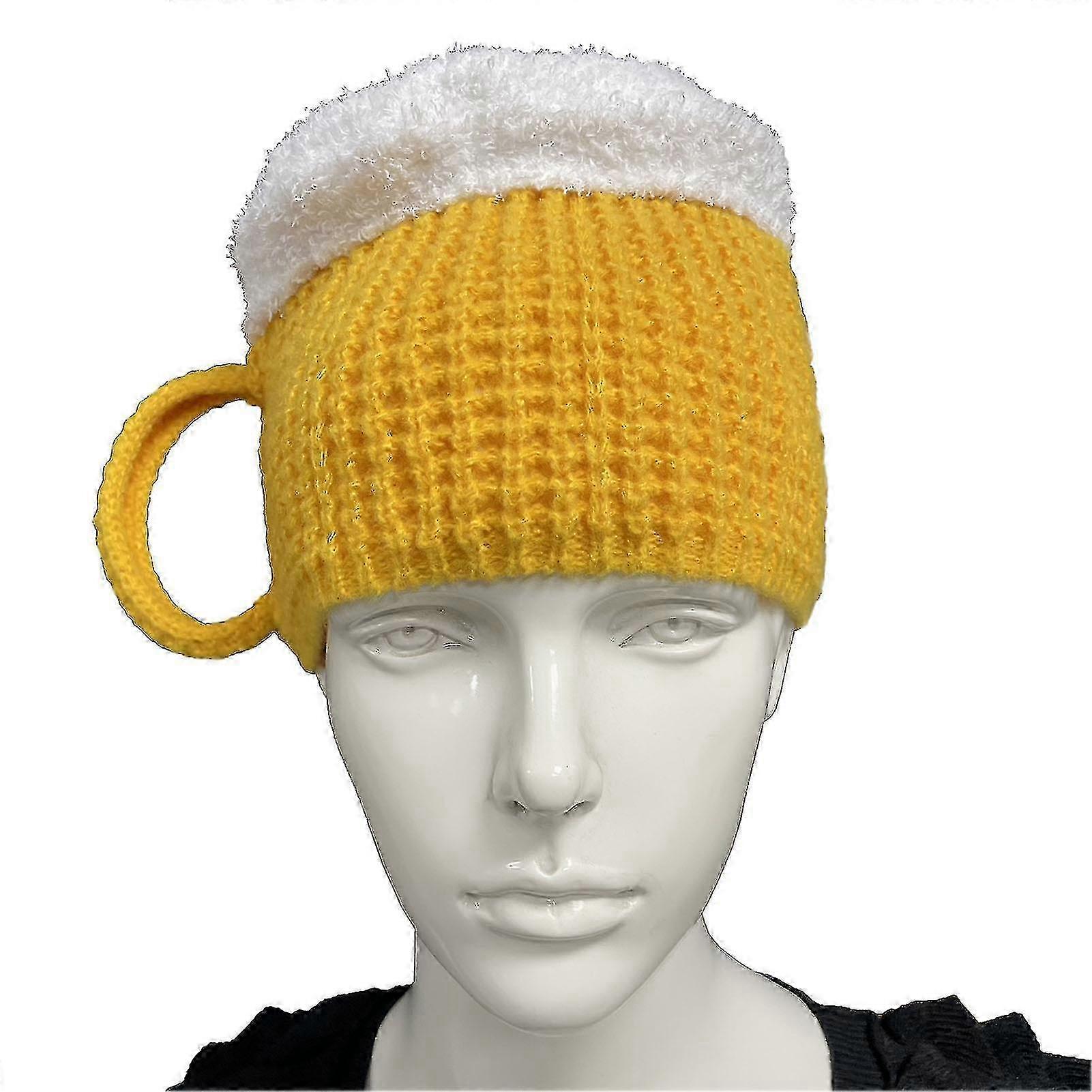Funny 3d Beer Mug Knitted Hat Comfy Thickened Cold-proof Beanie For...