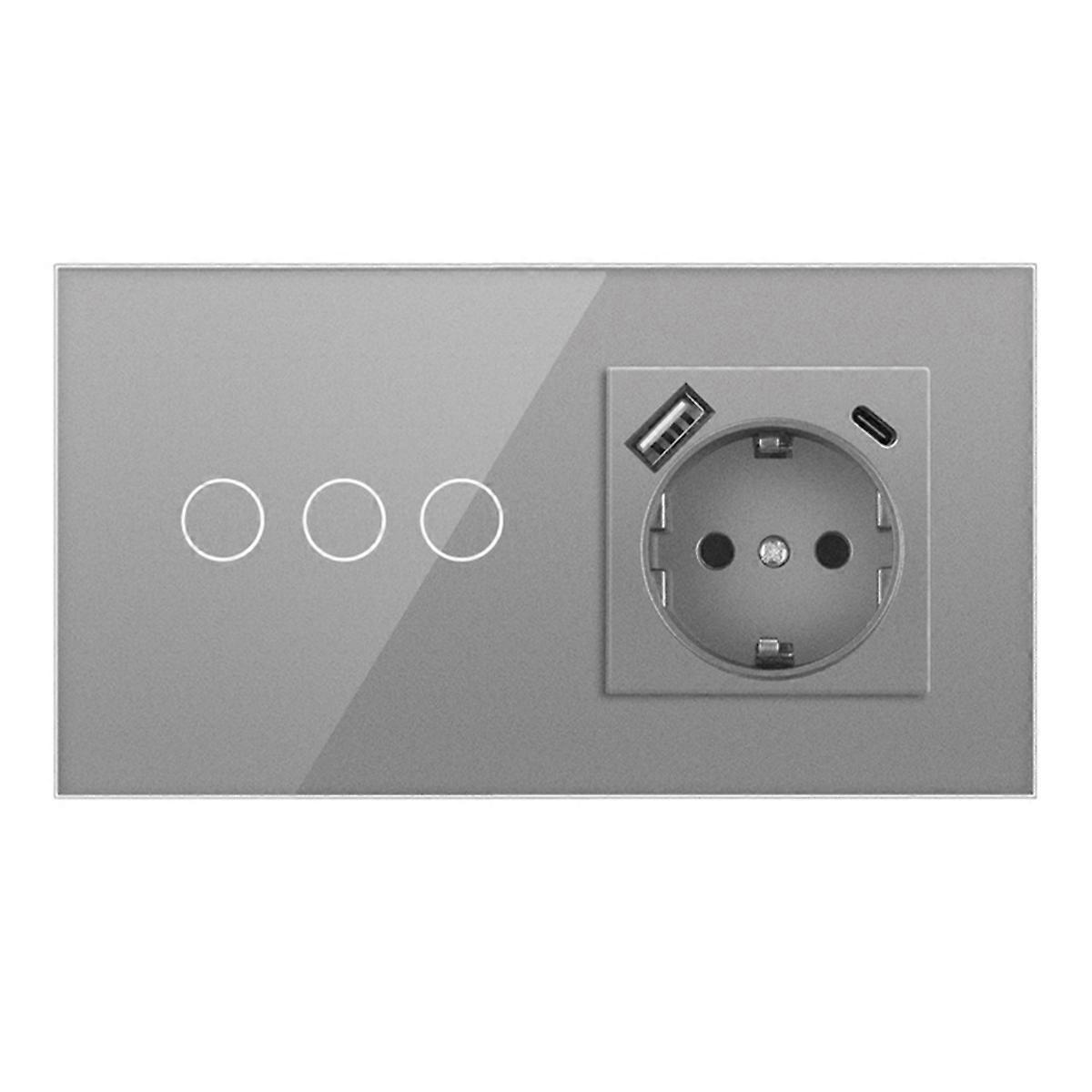 16A Wall Power Socket Touch Sensor Switch EU Plug C
