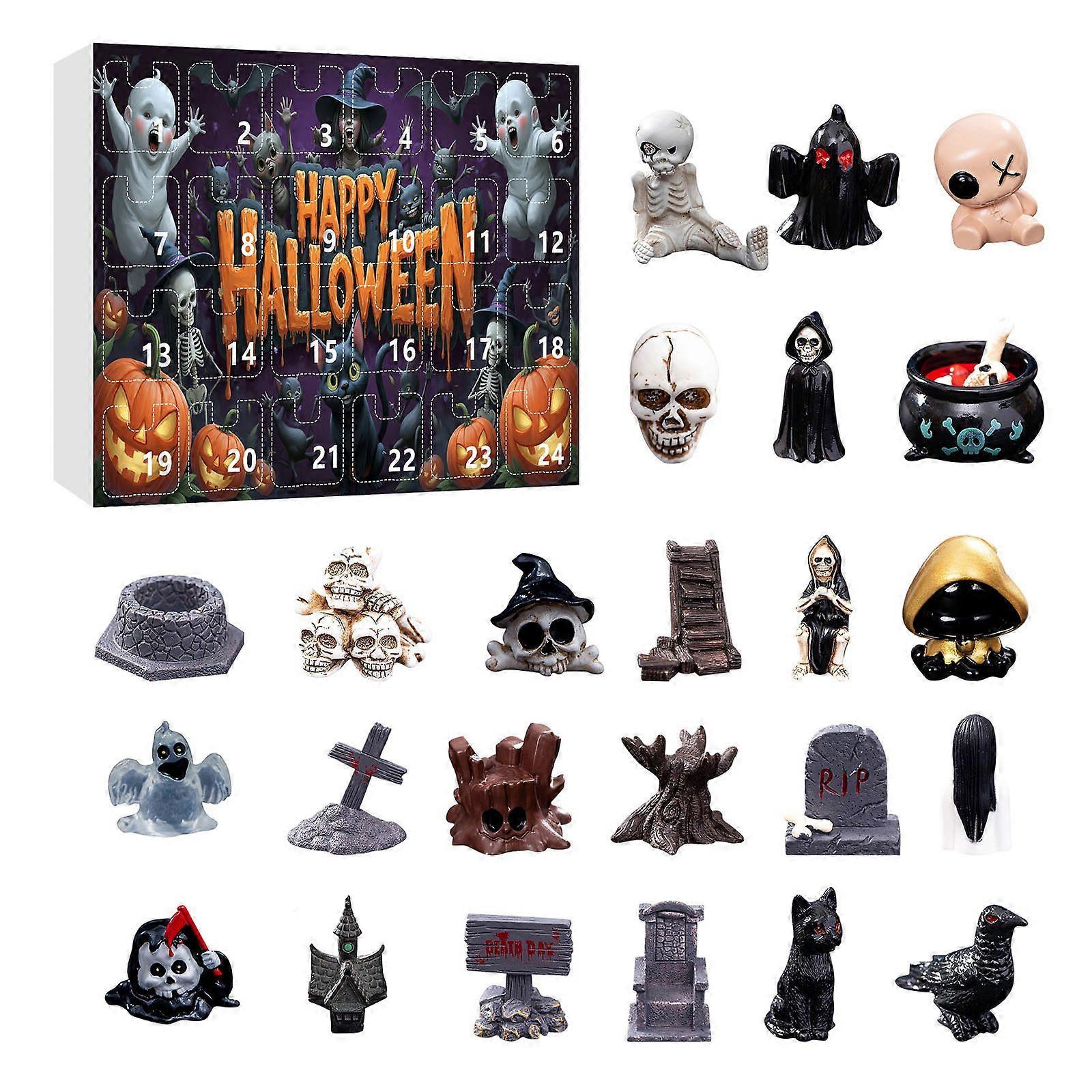 2025 Halloween 24 Days Nightmare Advent Calendar, Countdown Calendar for Kids and Adults with 24 pcs Classic Halloween Doll Collectible Figures Blind