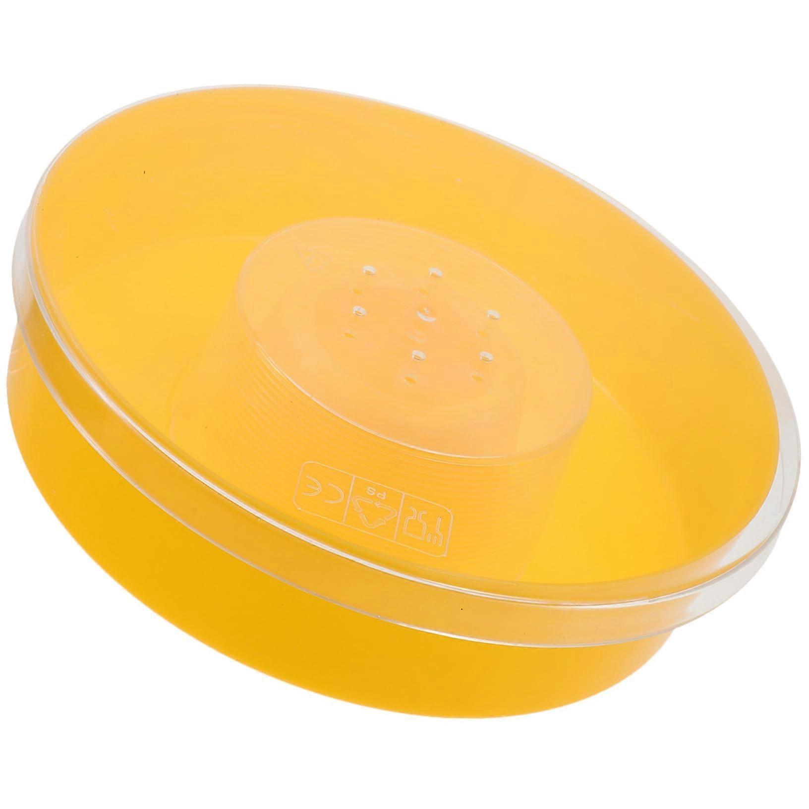 Round Bee Feeder Plastic Beekeeping Tool Water Bowl Drowning Design Hive Feeding Yellow Waterer Garden Outdoor Use