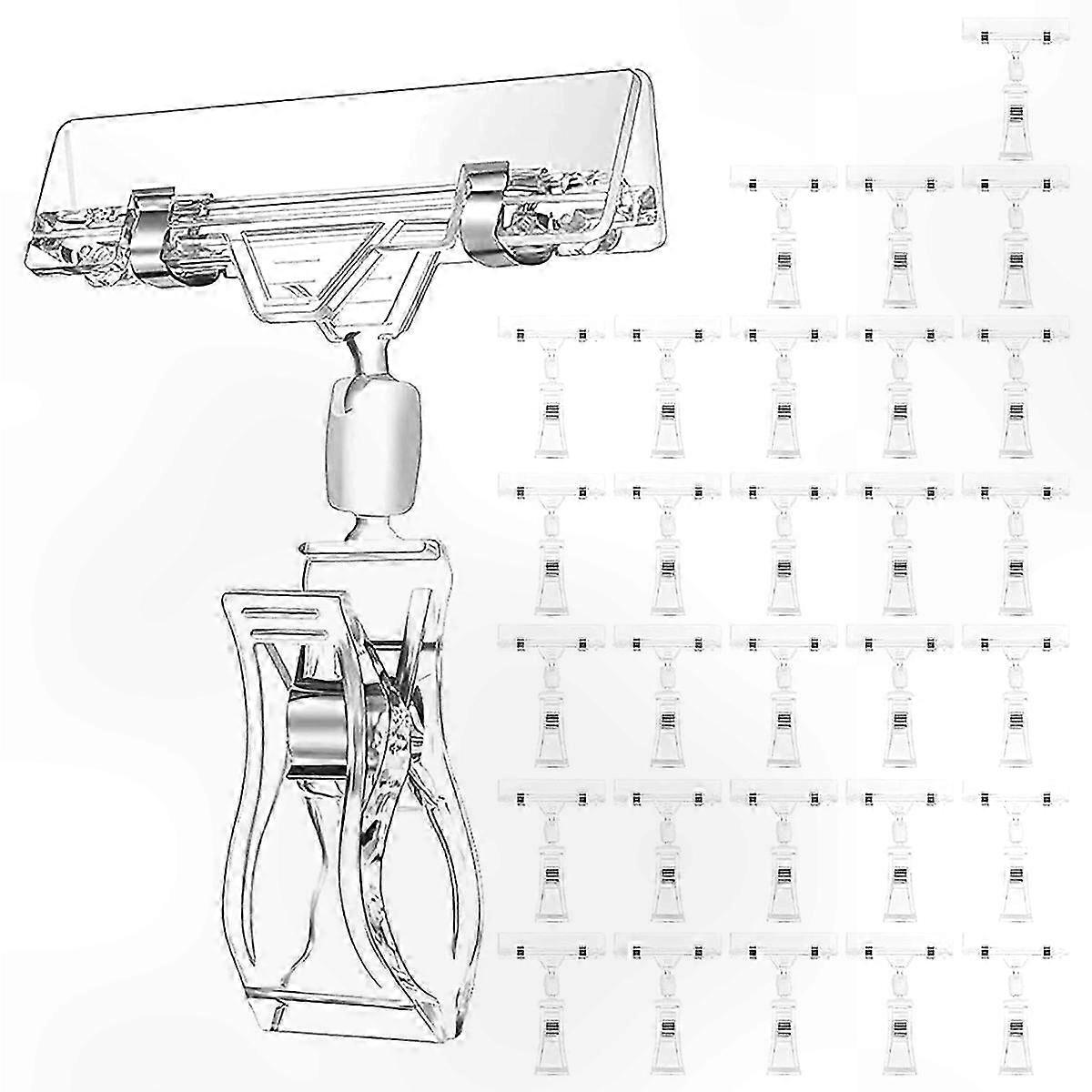 Transparent Label Holders with Rotating Clips - Adjustable Display Solution for Signage Organization