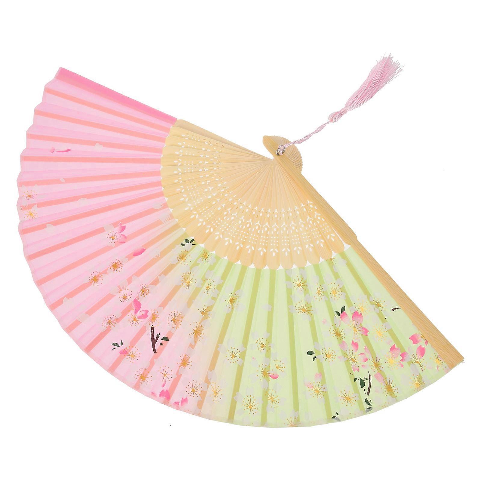 Chinese Style Folding Fan Bamboo Fan For Dance Summer Travel Home Decoration Multi Color 1Pack