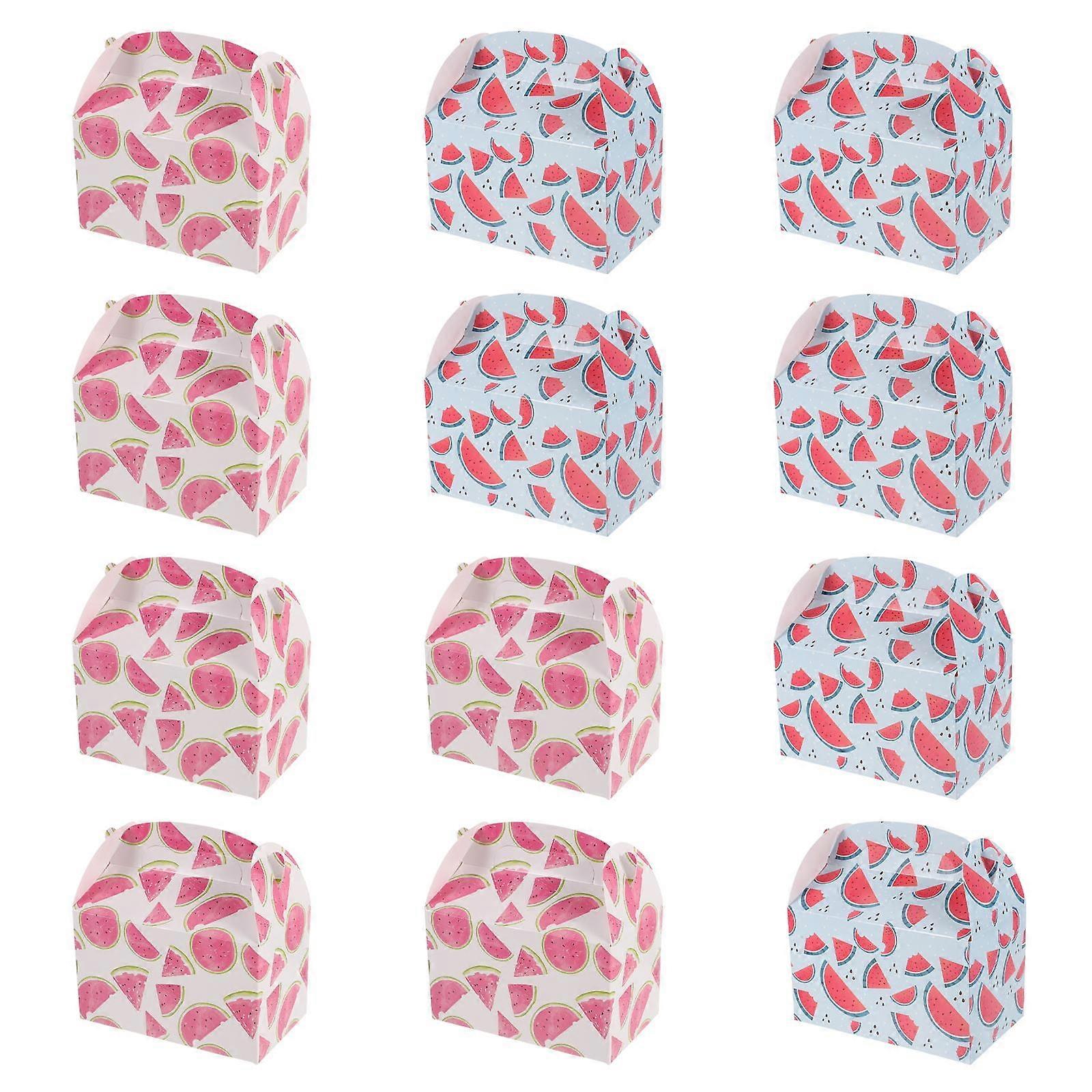 12Pcs Watermelon Wrapping Bags Delicate Design Handheld Gift Packaging Bags Assorted Color Suitable For Summer Party Gifting Occasions