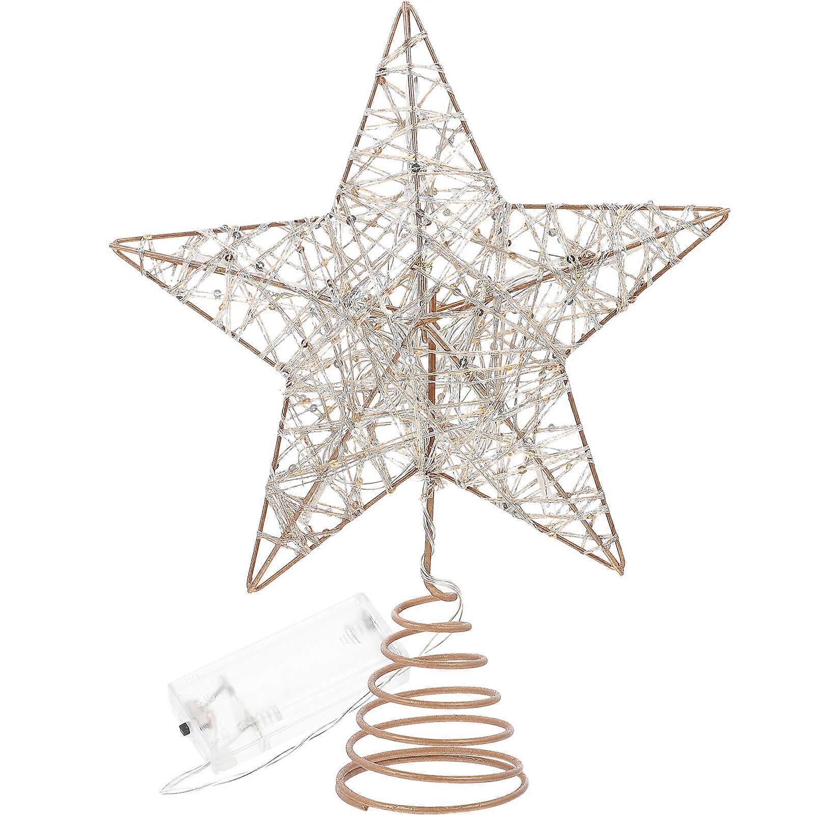 Five-Pointed Star Atmosphere Light Tree Topper Star with LED Lights for Decor