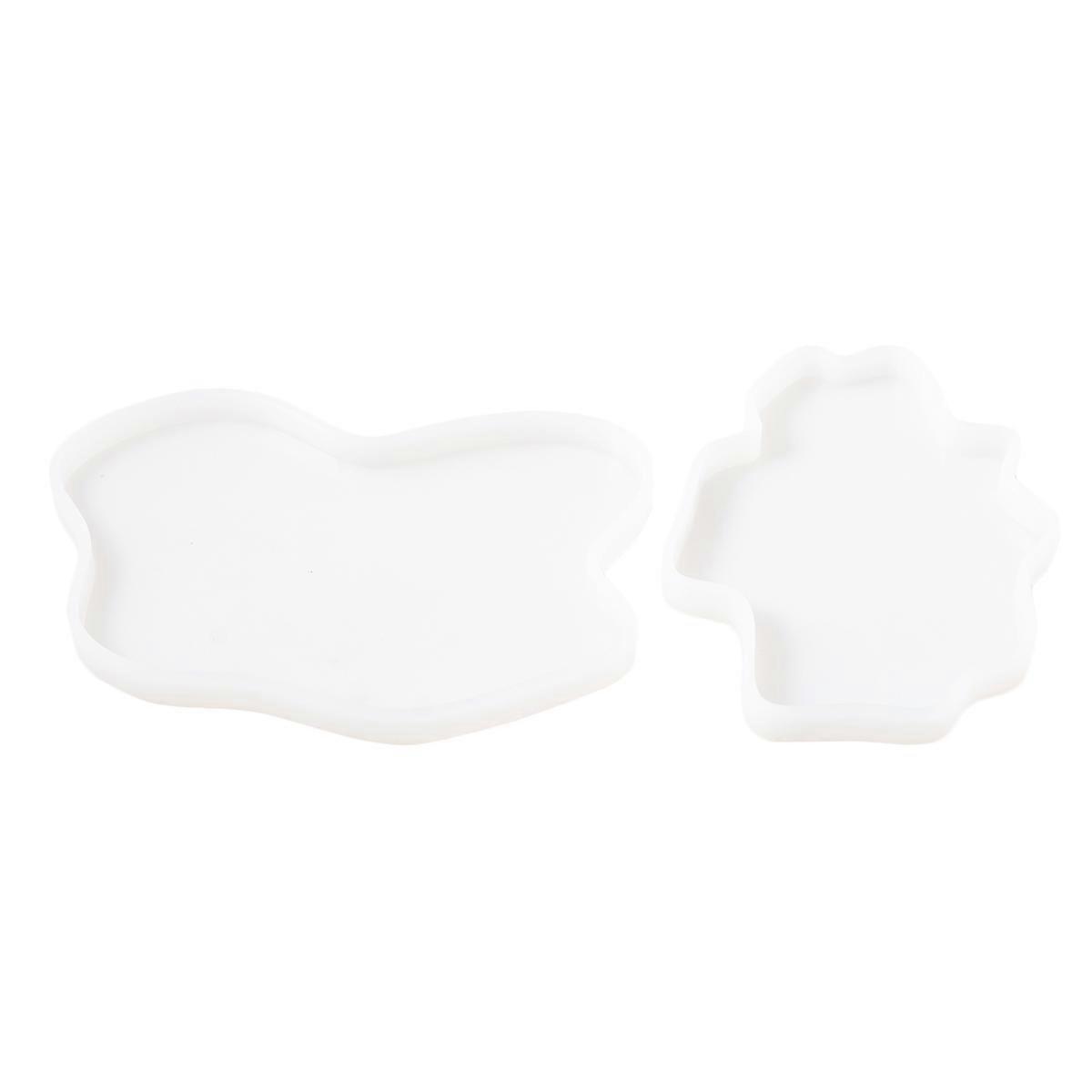 Resin Epoxy Mould DIY Coaster Mold for Decor 2Pcs White Irregular Shape