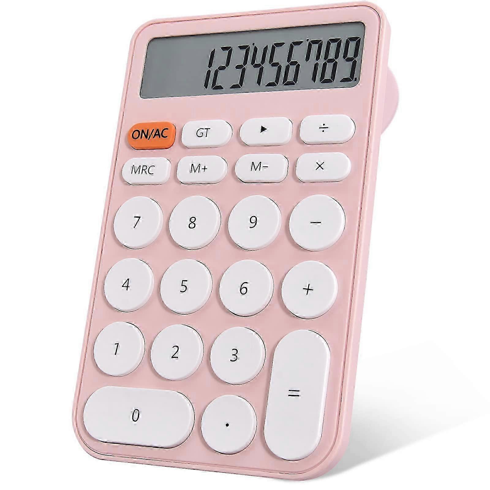 Desktop Calculator for Students,12-Digit LCD Display Basic Desk Pocket Calculators for School Office Home,pink