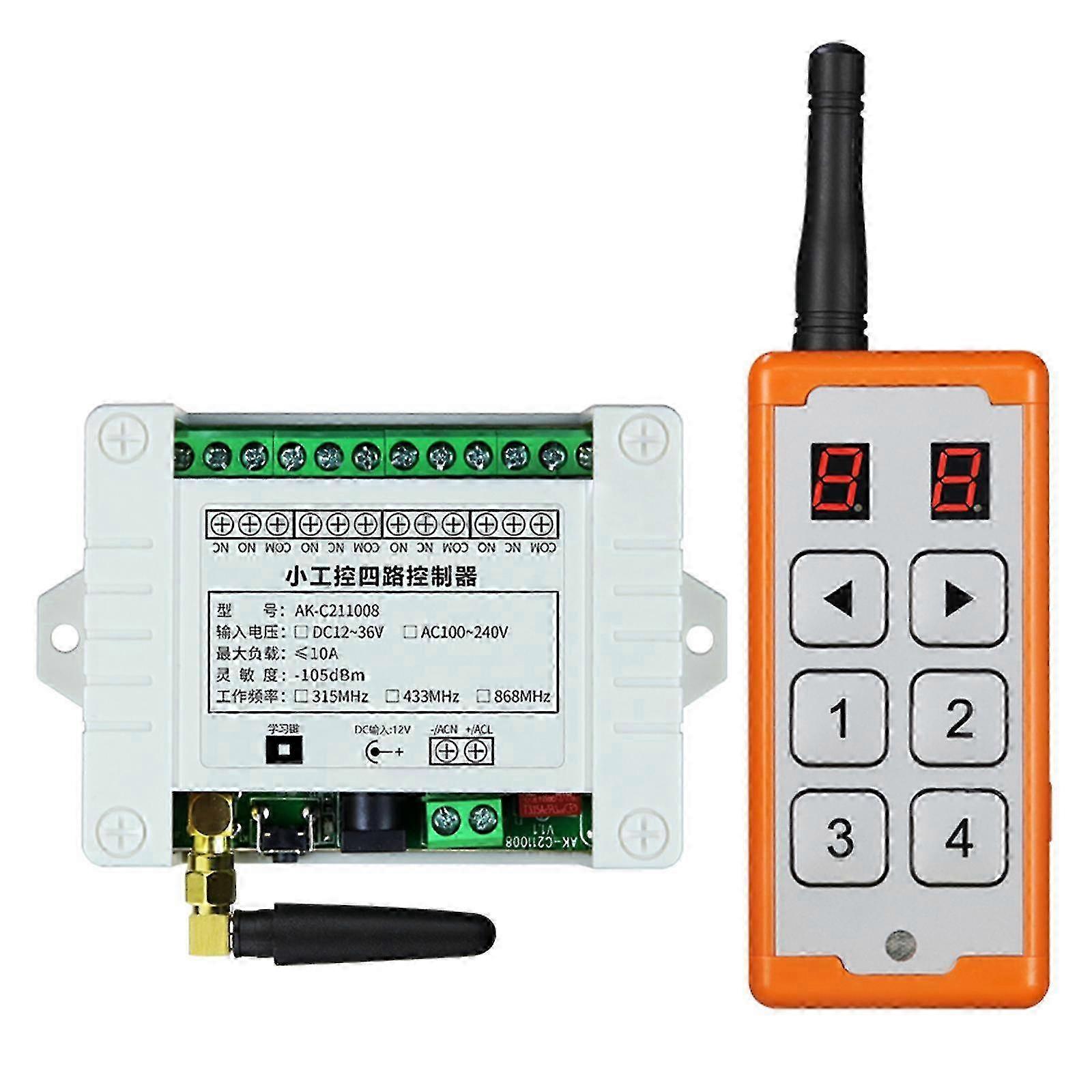 Universal 4CH 433MHz RF Remote Control for DC12V-48V Relay Switch
