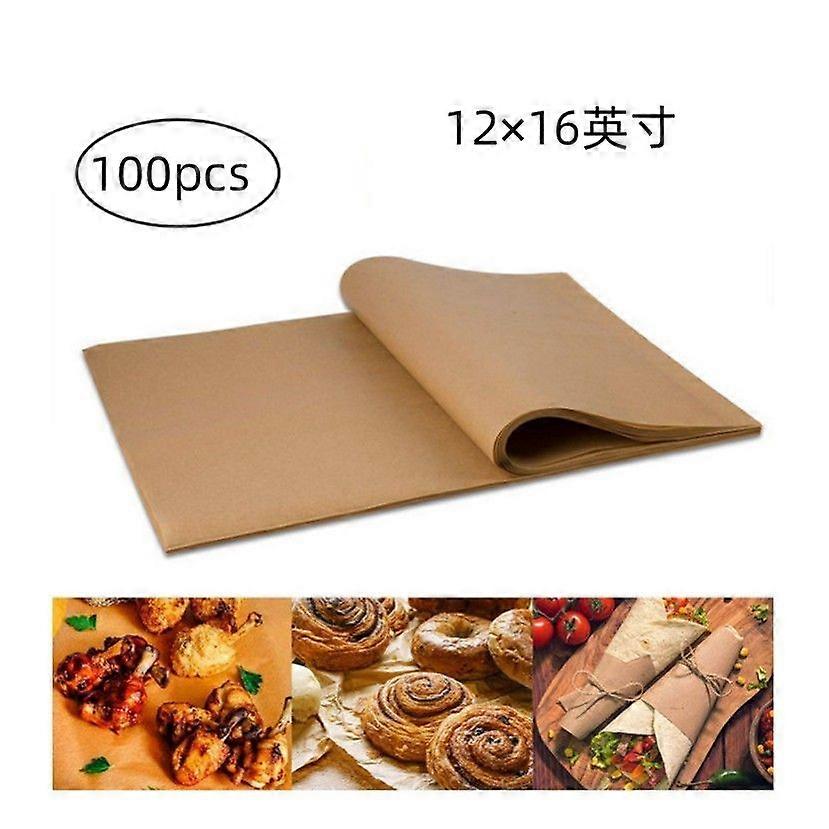 100pcs Unbleached Parchment Paper: Non Stick Baking Sheet - Pre Cut Rectangular Sheet - Oven Tray Liner For Cooking Bbq Grilling Air Fryer Cake Cookie