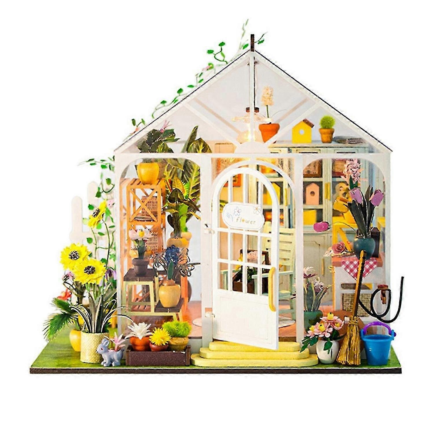 DIY Garden House Book Nook Shelf Insert Miniature Building Kits B