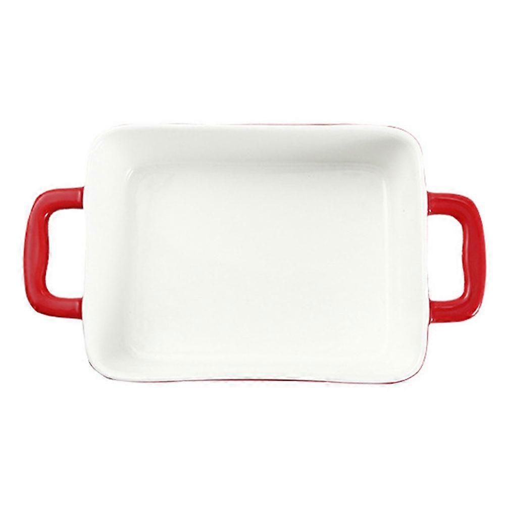 Binaural Ceramic Baking Tray for Baking Rice Pan Home Use Red