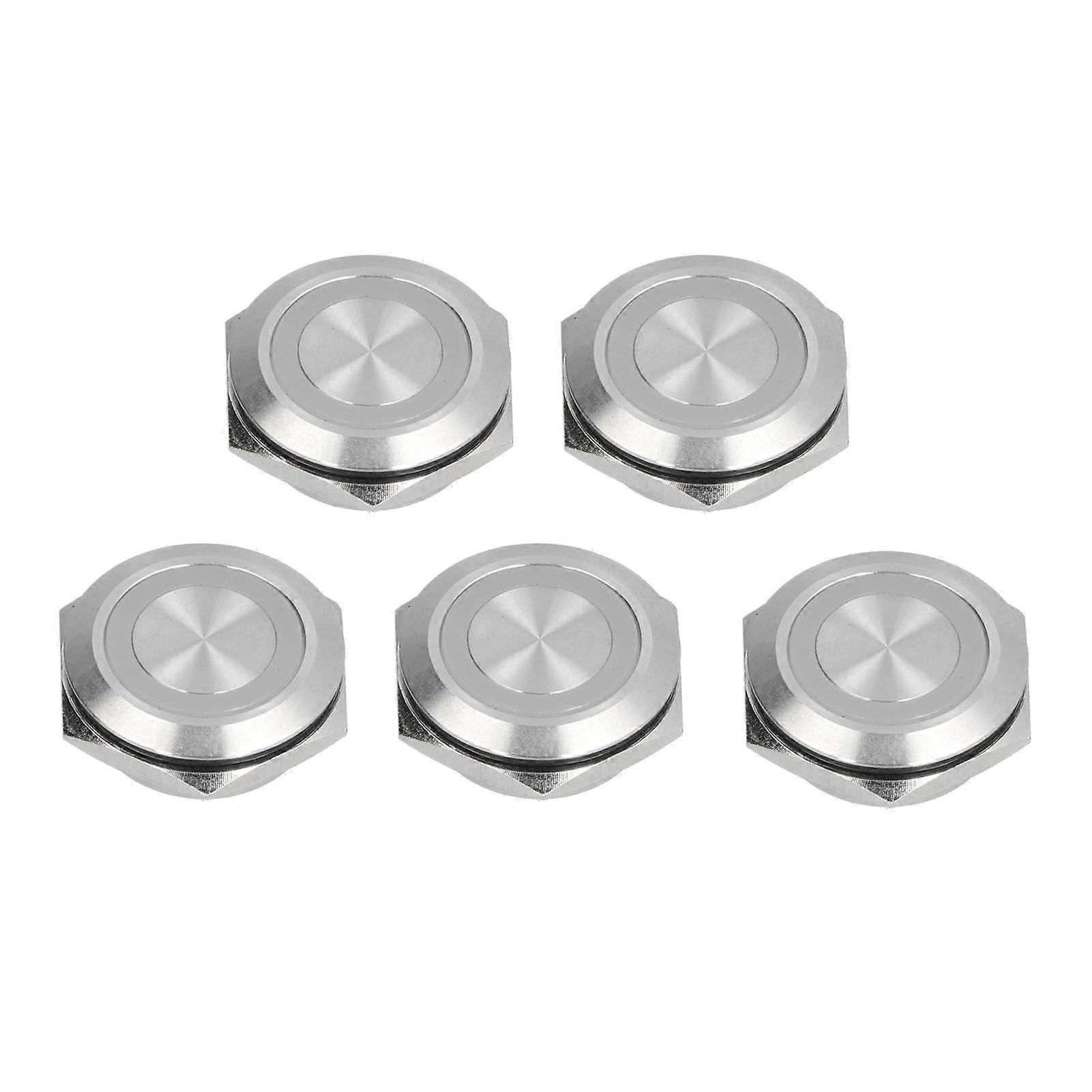 5Pcs Momentary Push Button Switch Metal Auto Reset Ultra Thin Waterproof with LED 25mmDC12~24V Green