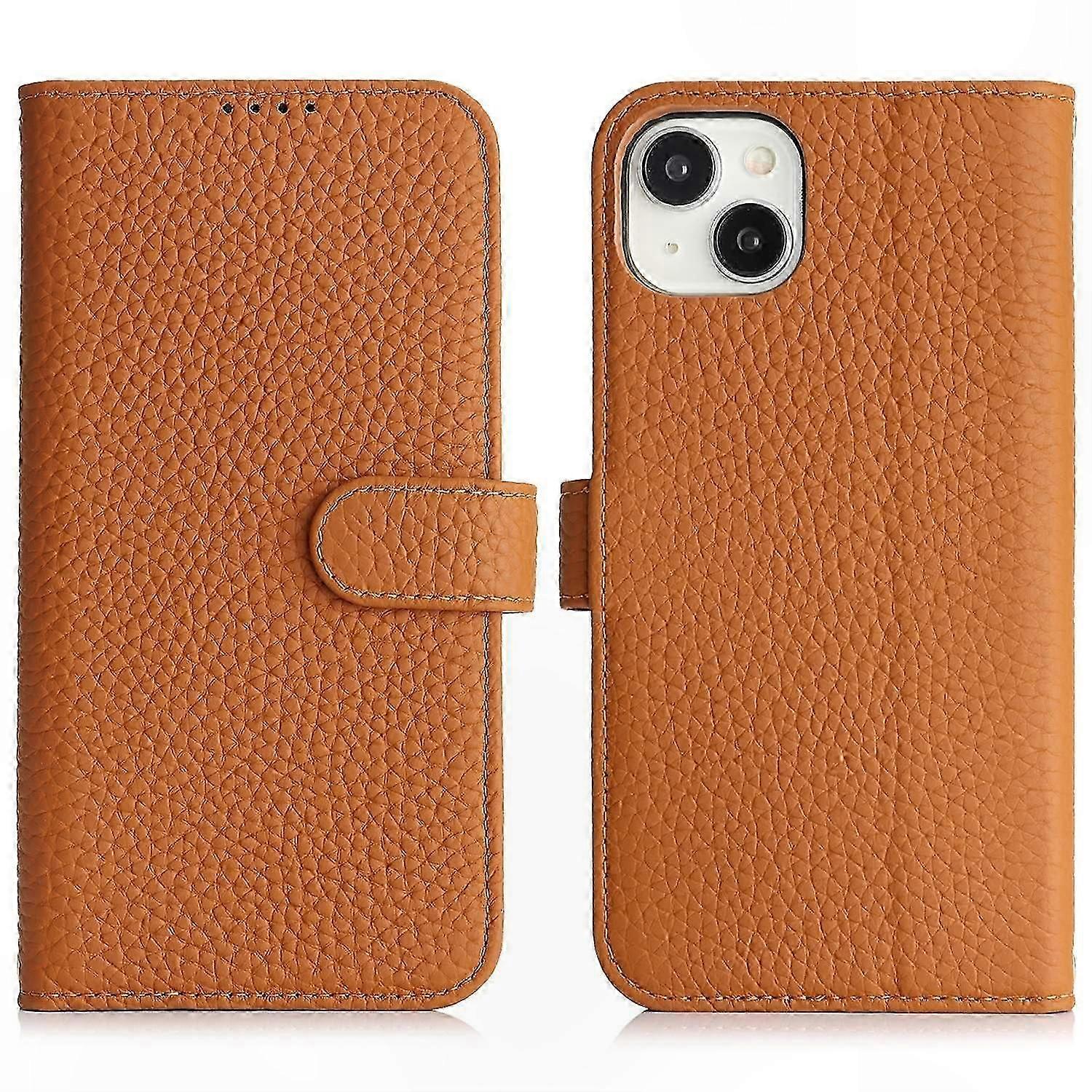 Genuine Cow Leather Wallet Case for 14 13 with RFID Blocking and Litchi Texture Stand Cover