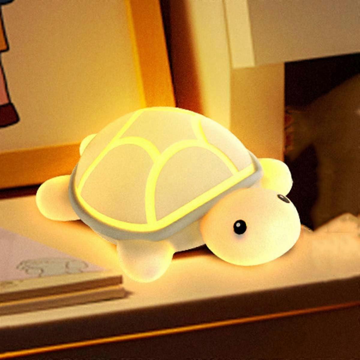Turtle Night Light Silicone LED Seven Color USB Rechargeable Touch Bedside Lamp For Kids