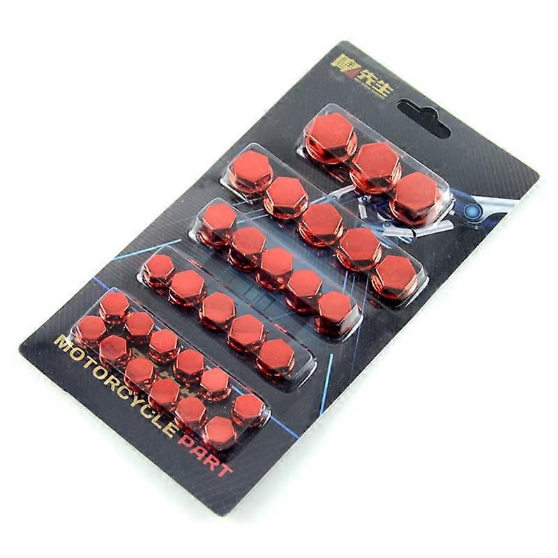 Wheel Nut Covers For Motorcycles 30Pcs Set Red Head Screw Cover