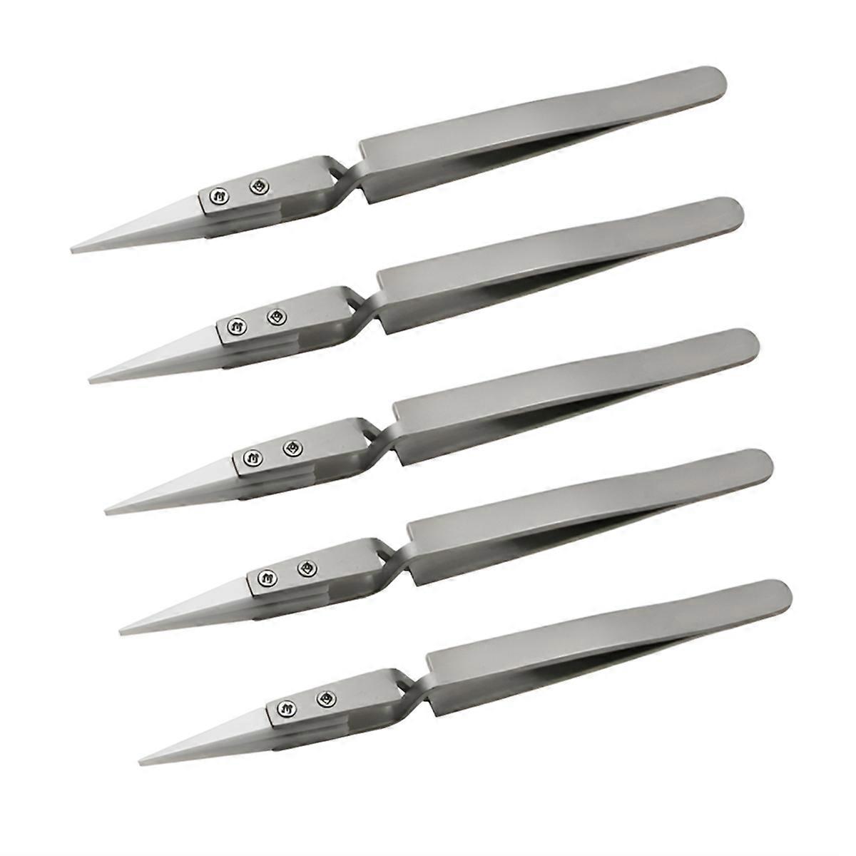 5PCS Ceramic Tip Electronic Soldering Tweezers,Anti-Static,C