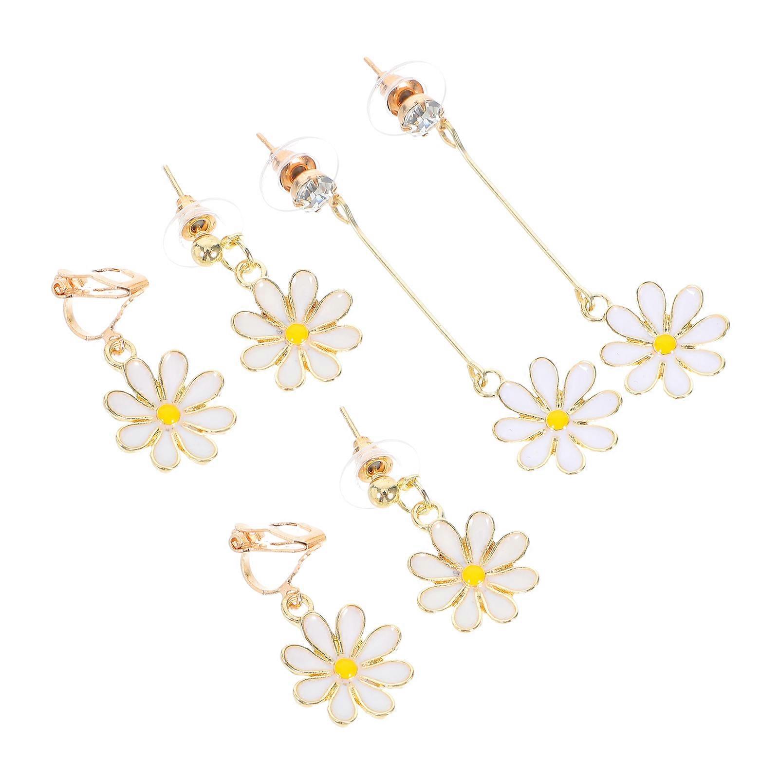 Daisy Earrings Flower Earrings Studs for Decoration 6Pairs Assorted