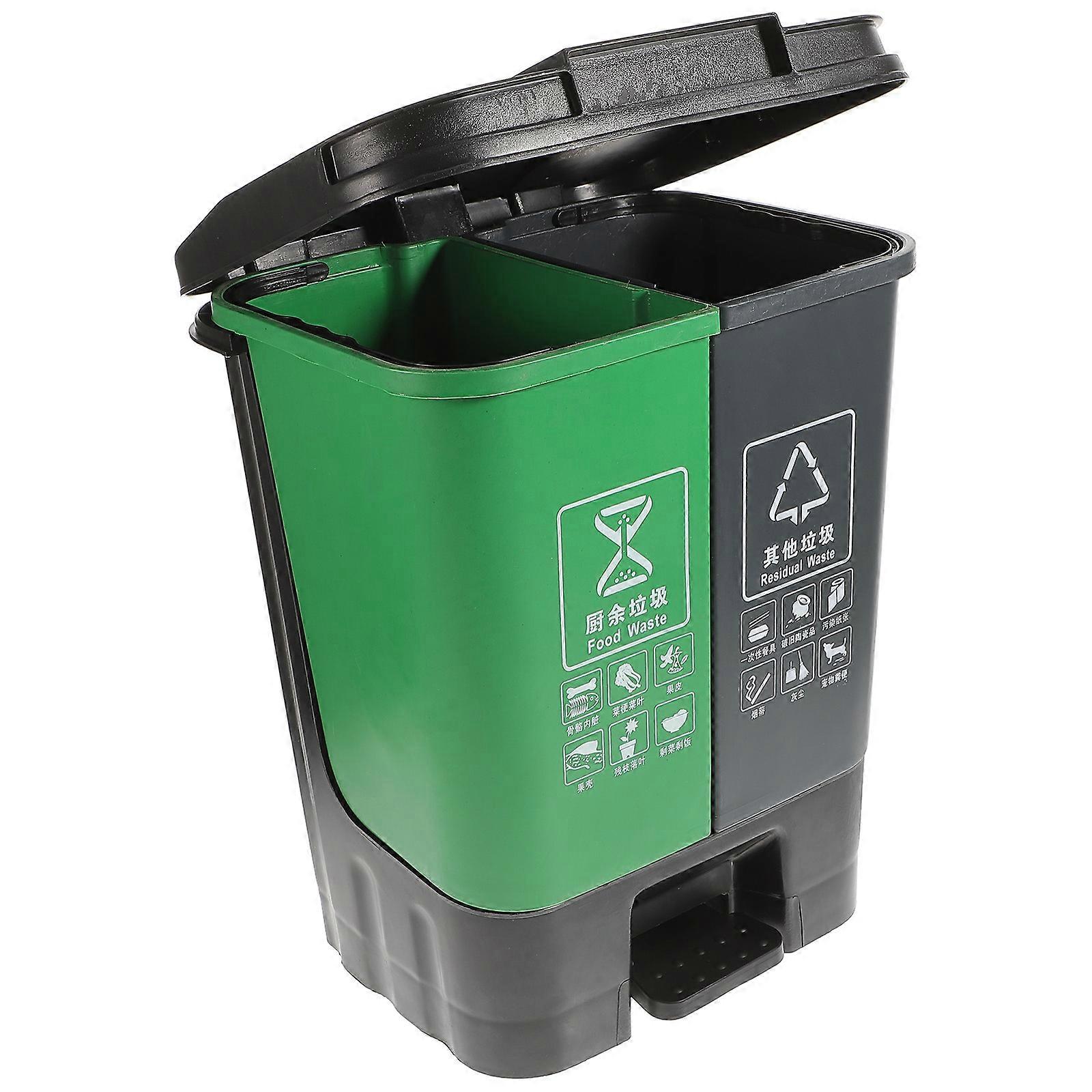 Garbage Bin Kitchen Large Waste Bins Double Bucket Pedal Trash Can Kitchen Garden Use Assorted Color Recycling Classification 1Pcs