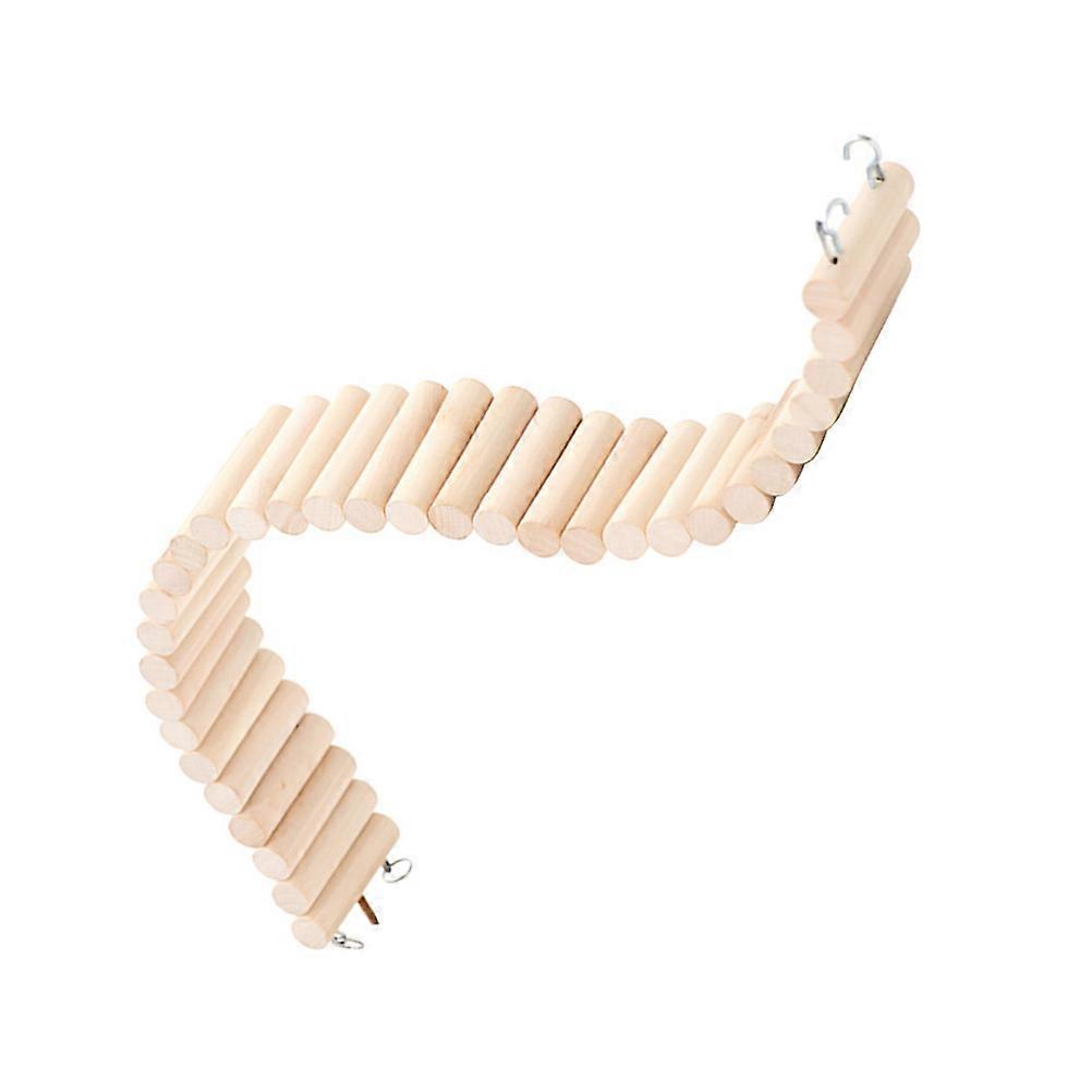 Wooden Ladder Bird Toy for Parrot Climbing 2Pcs Khaki Pet Accessory