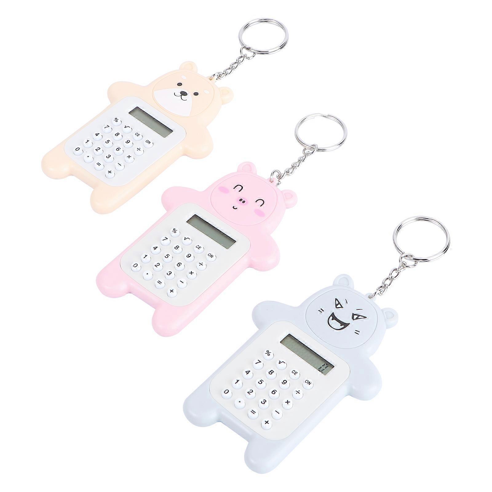 Calculator with Keychain Buckle for Calculating Plastic Buttons 6Pcs
