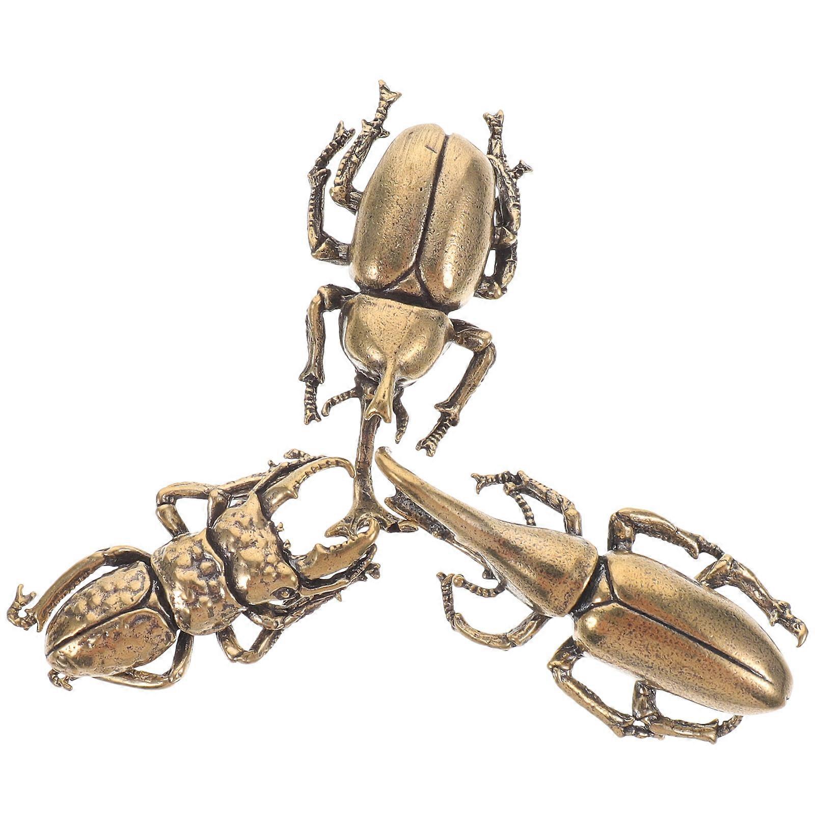 Brass Beetle Miniature Figurines for Decoration 9Pcs Copper Style