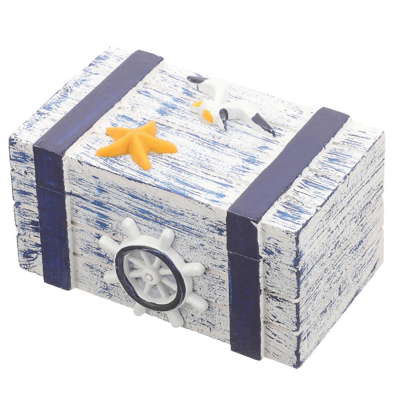 Trinket Storage Box Keepsake Wooden Organizer Display Function Rounded Rectangular Shape Home Decor 1Pack