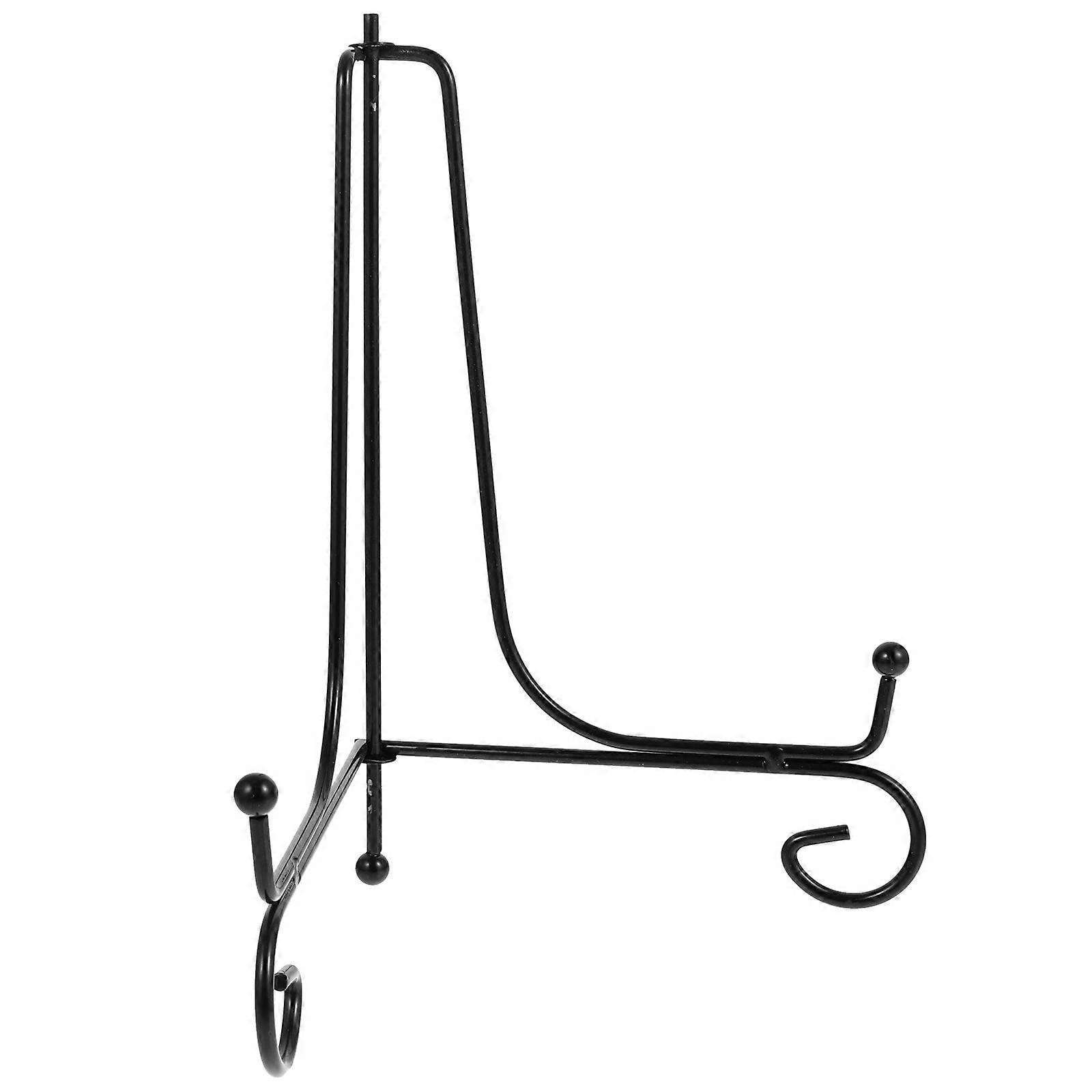 Rectangular Dish Display Stand 2Pcs Black Iron With Modern Bending Design Perfect For Home And Desktop