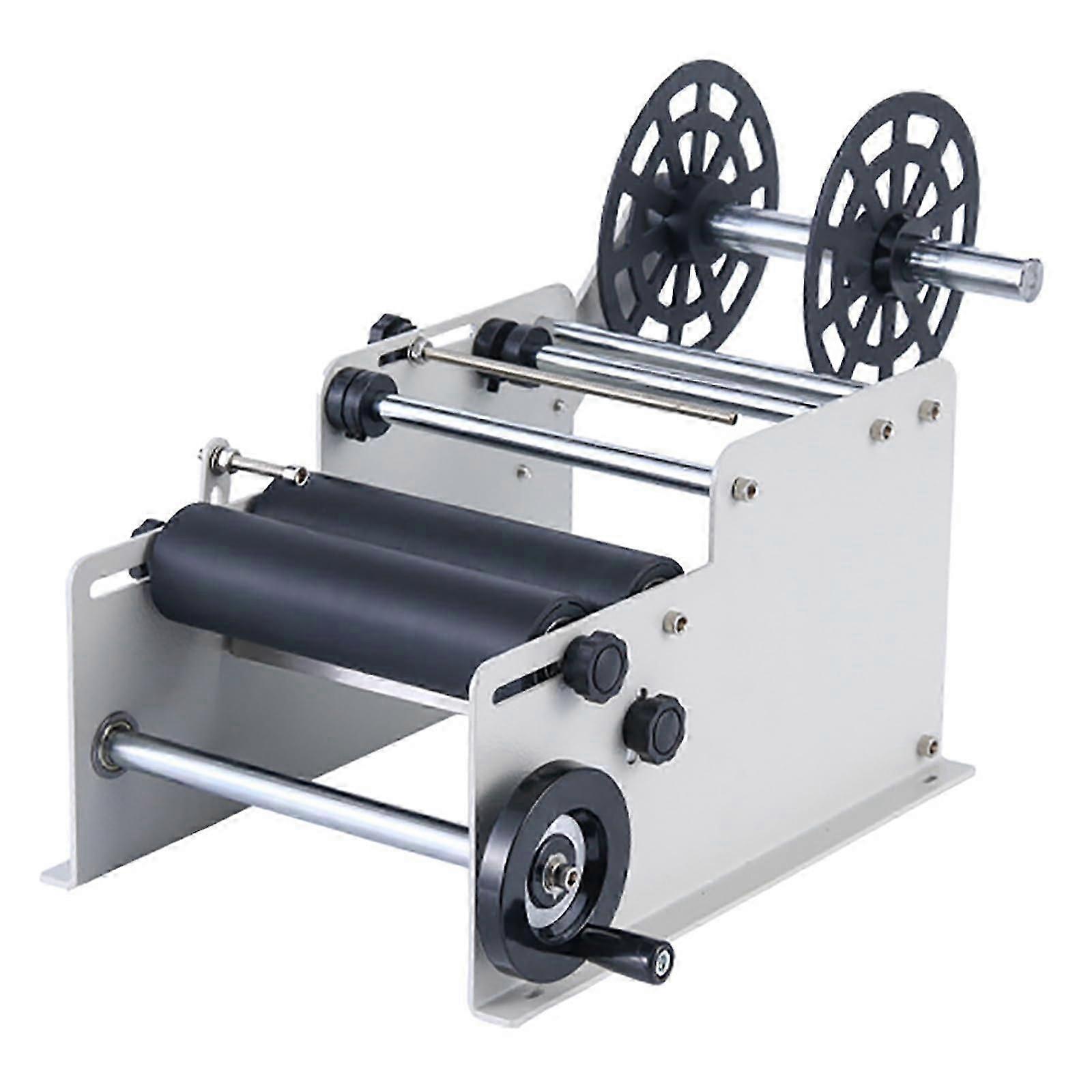 Bottle label applicator, manual round labeling machine, no bubble wrinkles, for beverage shops, breweries, catering (white) White