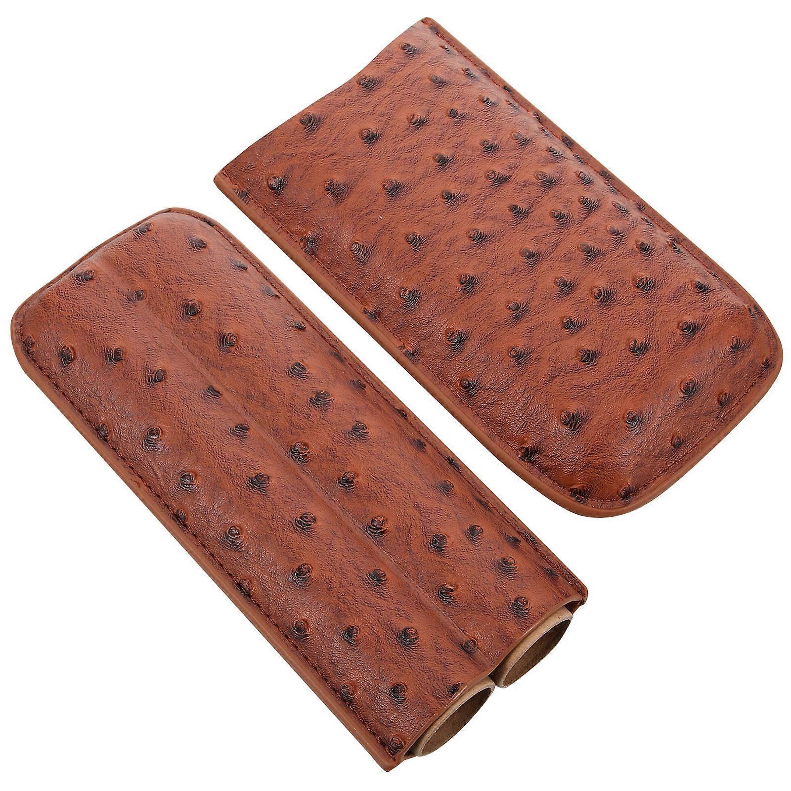Portable Cigar Case Brown for Storage Using Cedar Holder