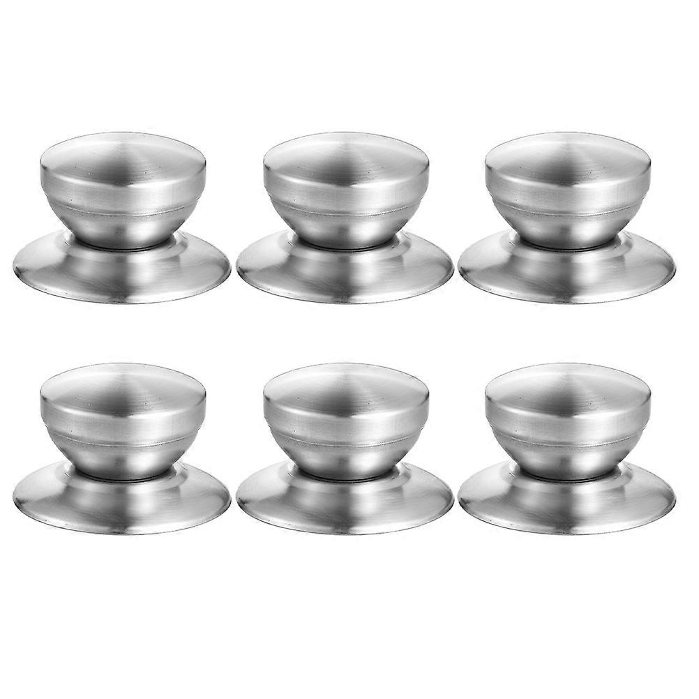 Replacement Pot Knob Round Universal Style Prevent Burns Silver 6Pcs