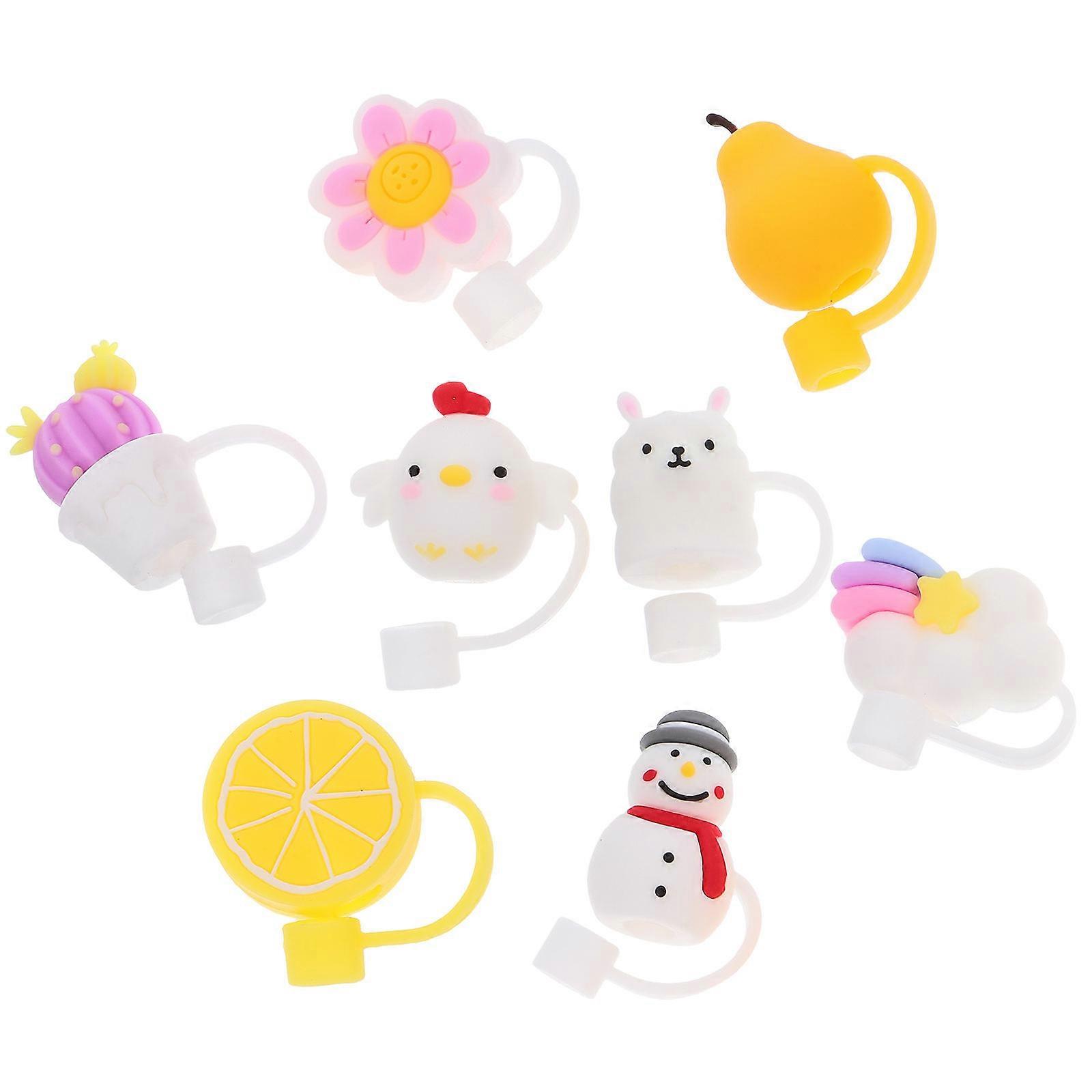 Silicone Straw Toppers Straw Caps Covers for Drinking 16Pcs Various Shapes