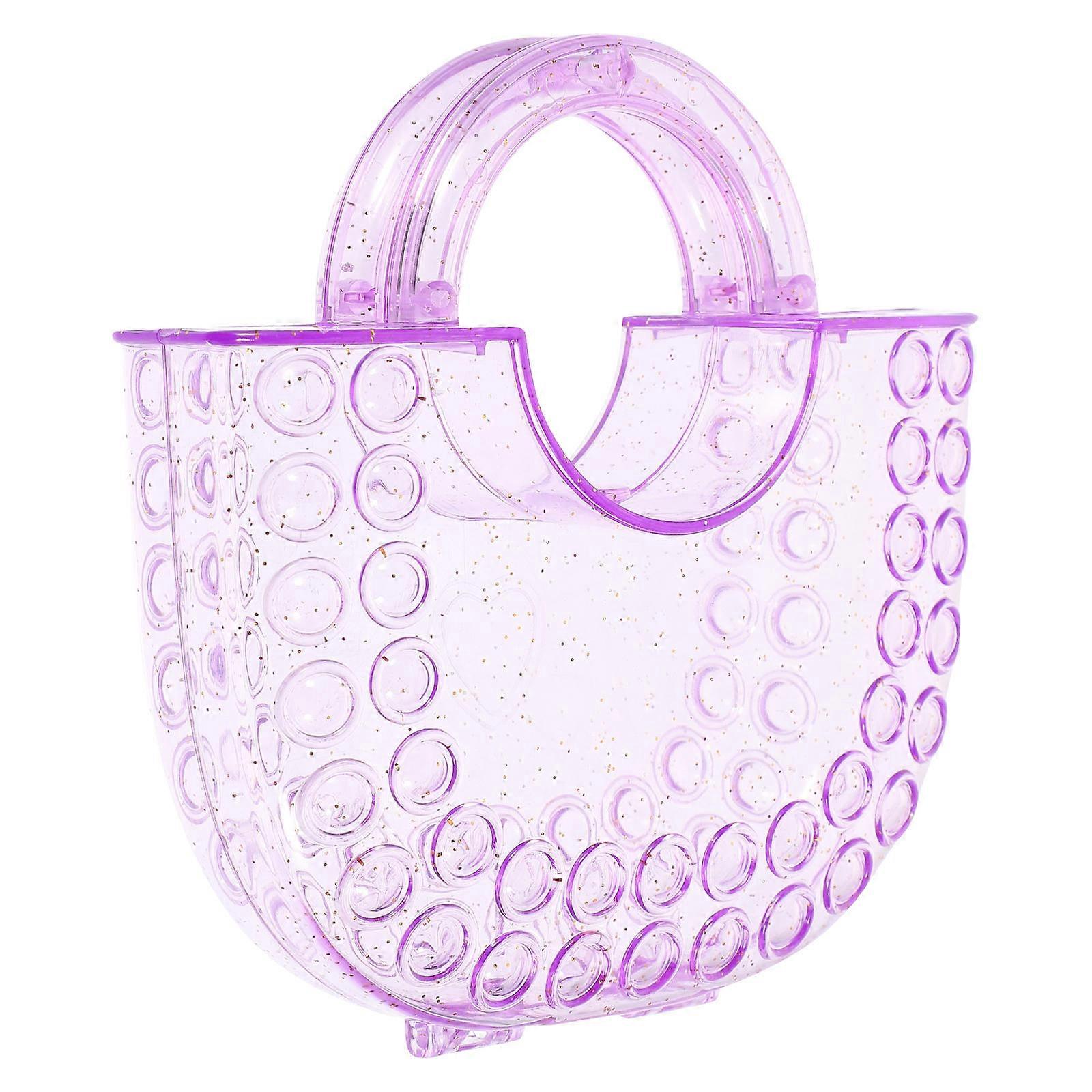 Adorable Cartoon Design Handbag for Travel and Daily Use in Violet Plastic Material for Kids