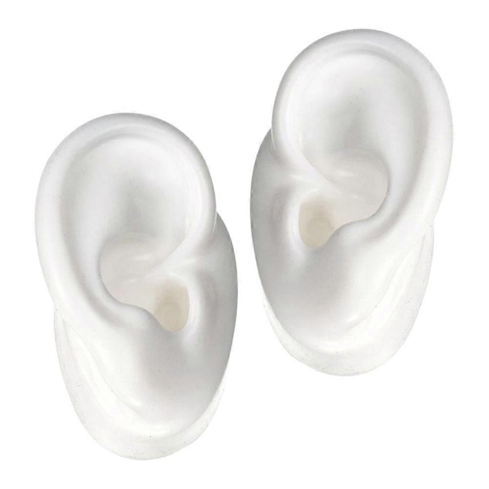 Silicone Ear Model Practice Mold for Ear Cleaning 2Pairs White Educational Use