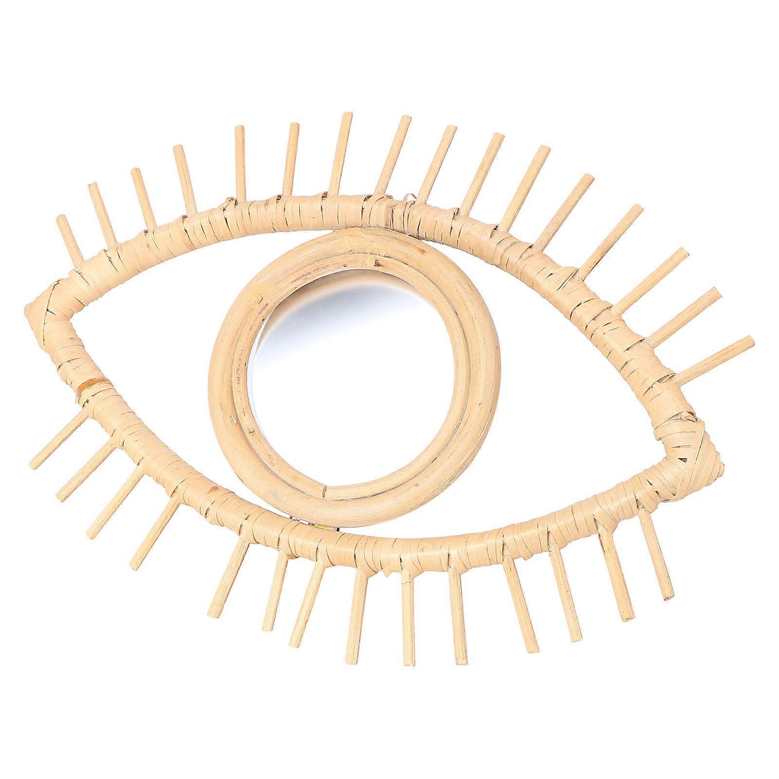 Nordic Style Wall Mirror for Decor 2Pcs Woven Design Mirror in Khaki