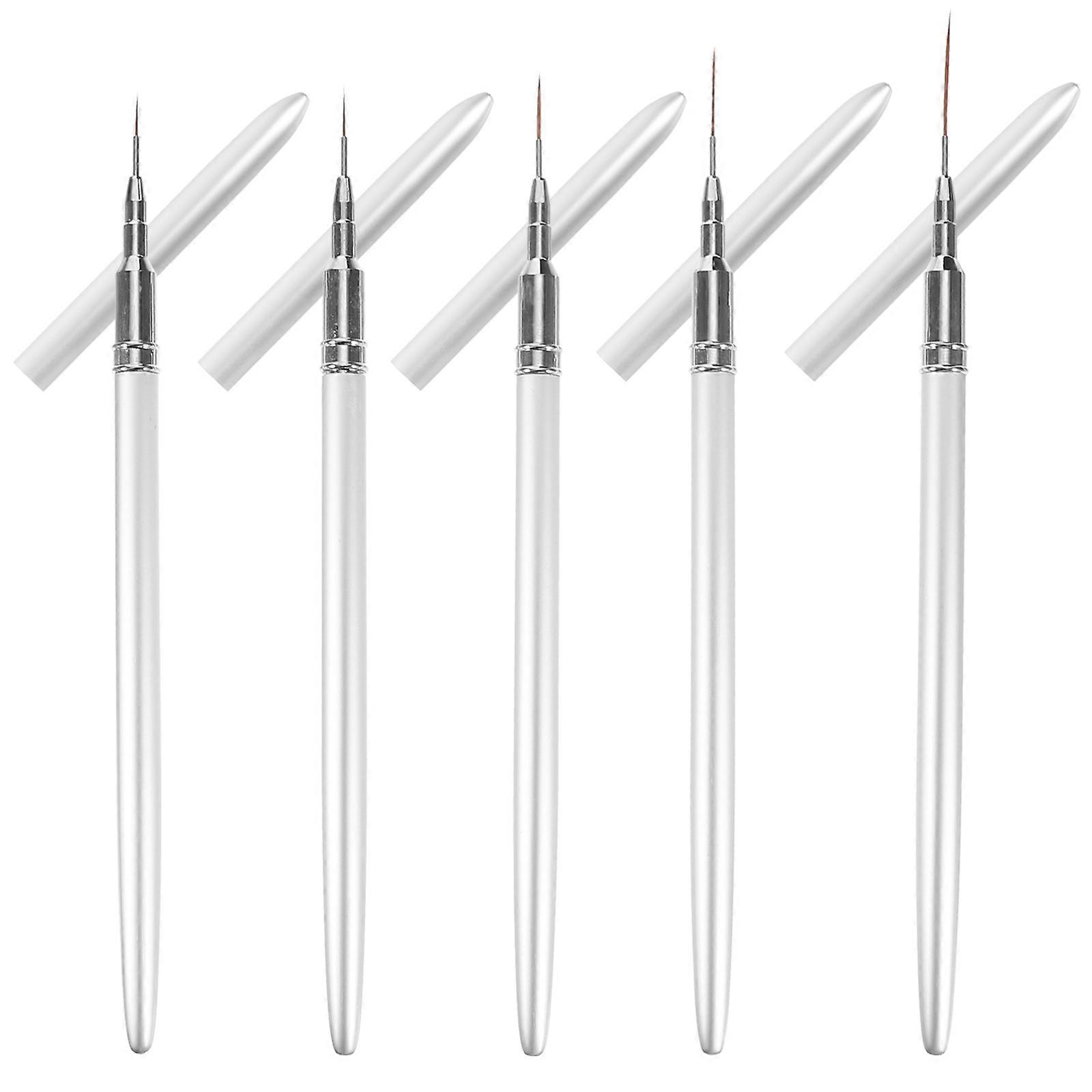 Lot de 25 pinceaux métalliques argentés pour nail art et manucure
