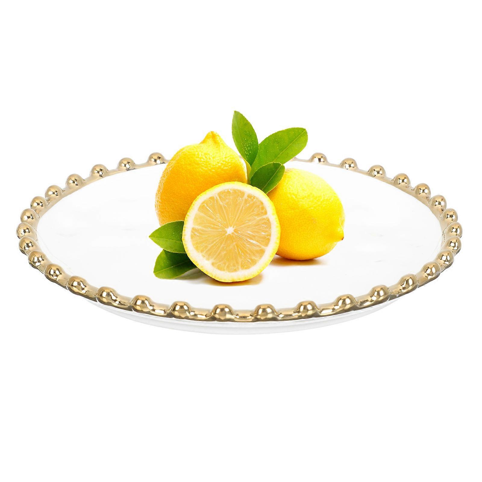 Round Breakfast Plate Ceramic Dish for Home Use 5Pcs Nordic Style