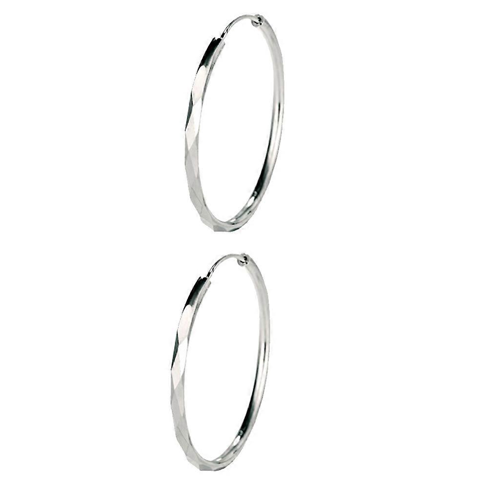 Creative Ear Chains Simple Circle Earrings for Women 2Pairs Silver