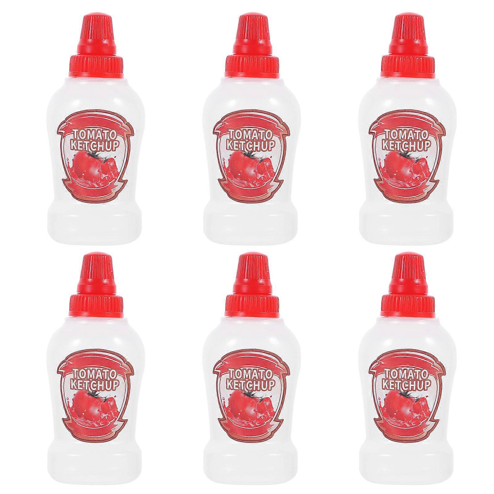 Plastic Condiment Bottles 6Pcs Cute Shape Sauce Bottle Red Made From Food-Grade PP Material For Condiment Storage