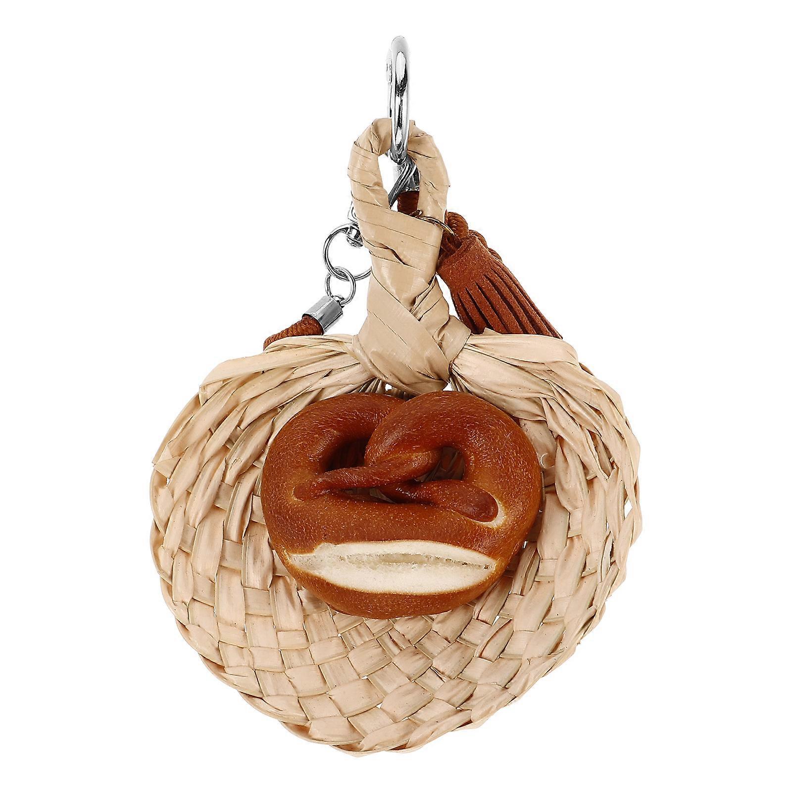 Cute Bread Keychain Handmade Mini for Car Mirror Hanging 4Pcs Set