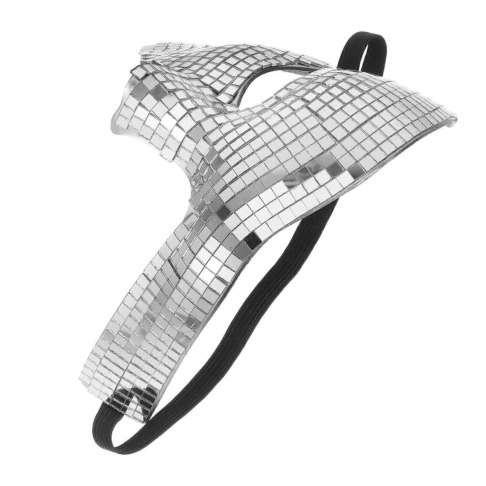 Silver Plastic Disco Mask Half Face Mask for Party 4Pcs Pack