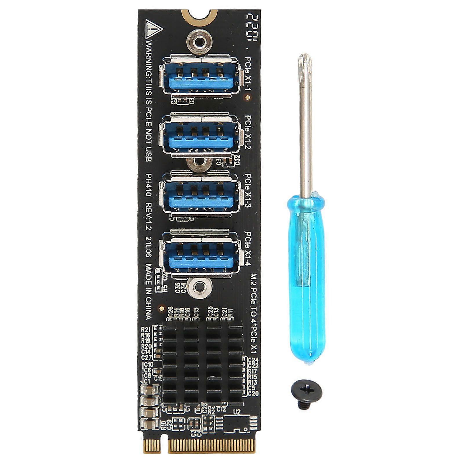 M.2 to PCIe Expansion Card PCIE 4 Ports Strong Anti Interference Stable Transmission M.2 to Pcie 4 Port