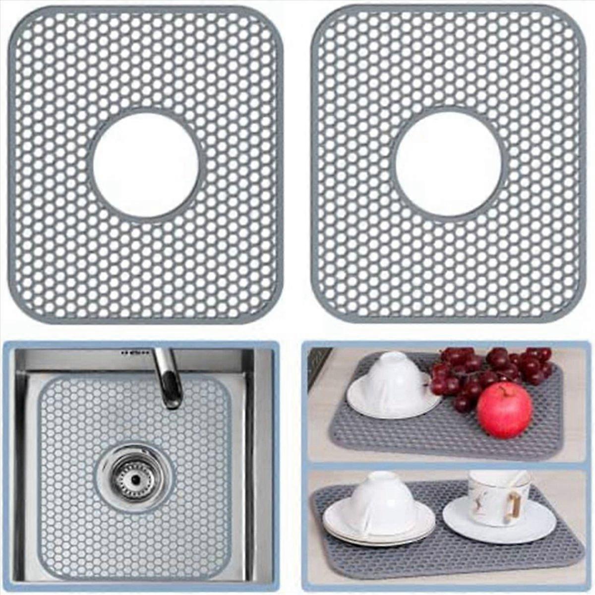 Silikon-Spülmatte, 2er-Pack Spülbeckenschutz für Küchenspüle, faltbare rutschfeste Kühlkörpermatte