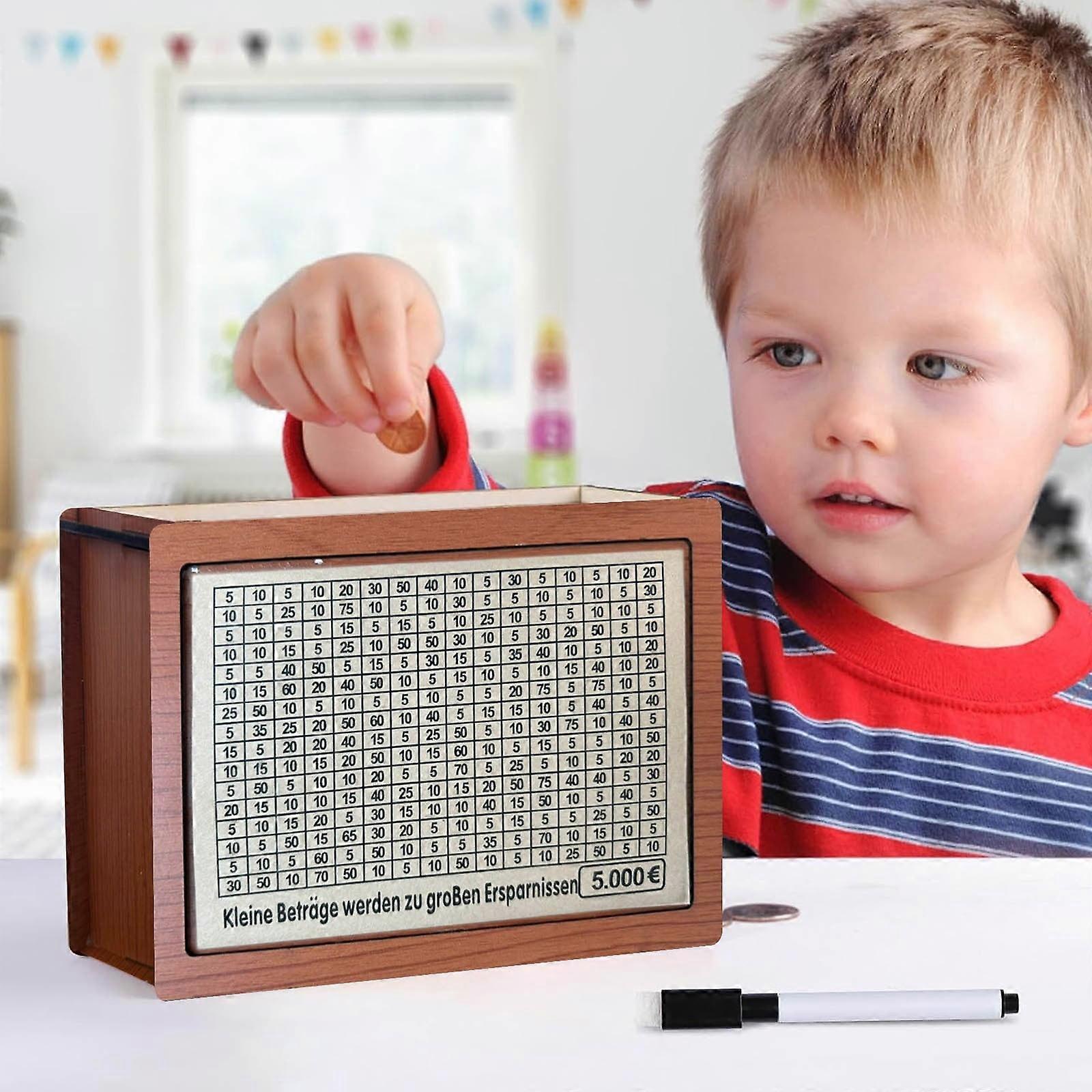 Portable Wooden Savings Box with Target & Numbers Countdown, Compatible with Home Storage - Bakeware & Kitchen Tools Set