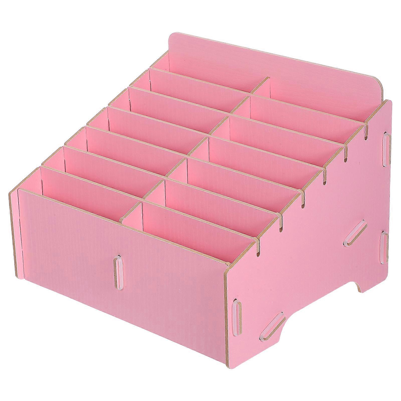 Cell Phone Holder Box Wooden Organizer for Storage 14 Grid Desktop Rack
