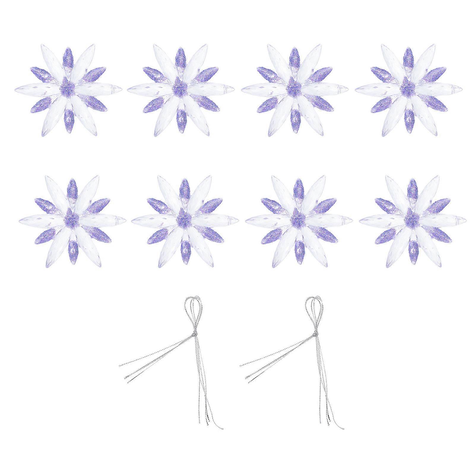 Purple Christmas Snowflake Pendants for Decor 56Pcs Acrylic Xmas Tree